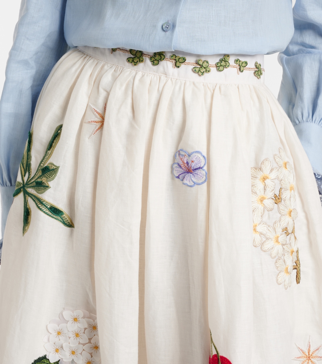Tangelo embroidered linen maxi skirt | Agua by Agua Bendita