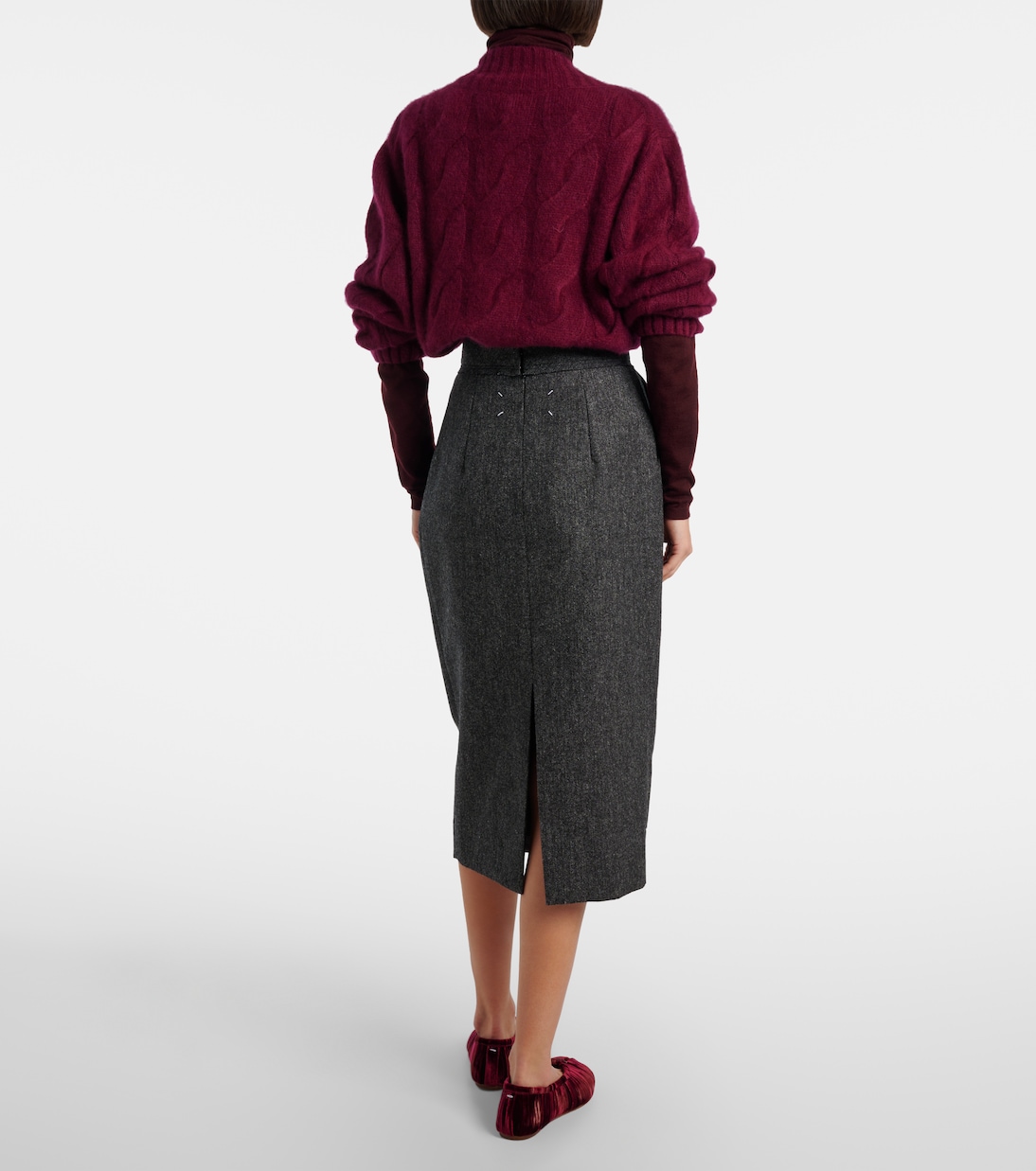 High-rise wool pencil skirt | Maison Margiela