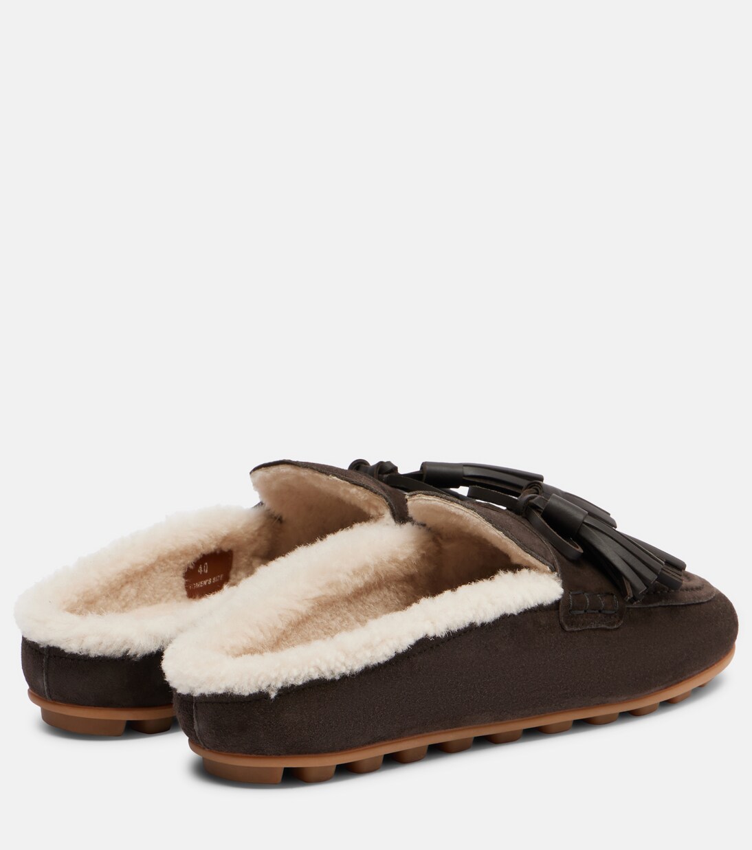 H693 shearling-lined suede slippers | Hogan