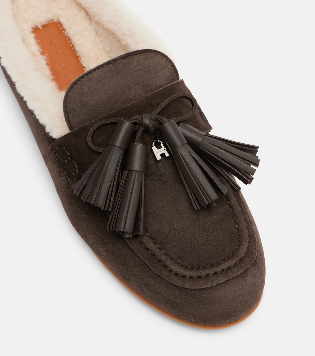 H693 shearling-lined suede slippers | Hogan