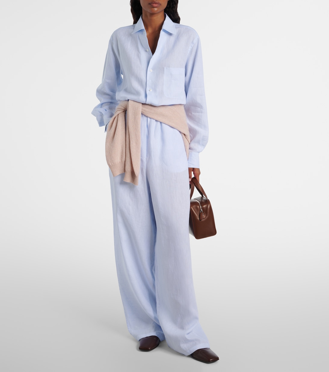 Weite High-Rise-Hose Valerio aus Leinen | Loro Piana
