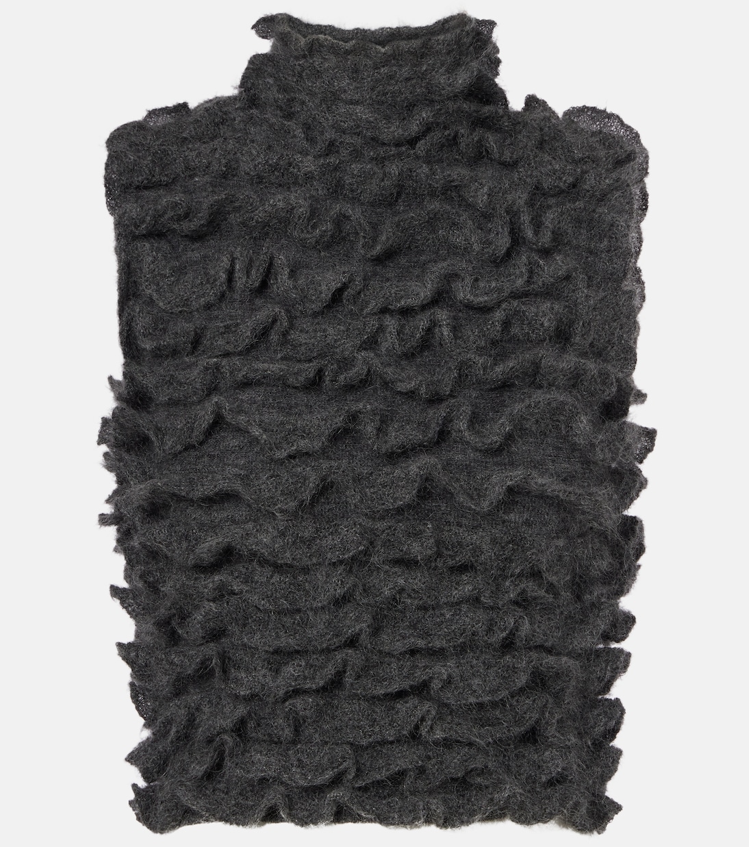 Ruffled mohair-blend turtleneck top | Alaïa