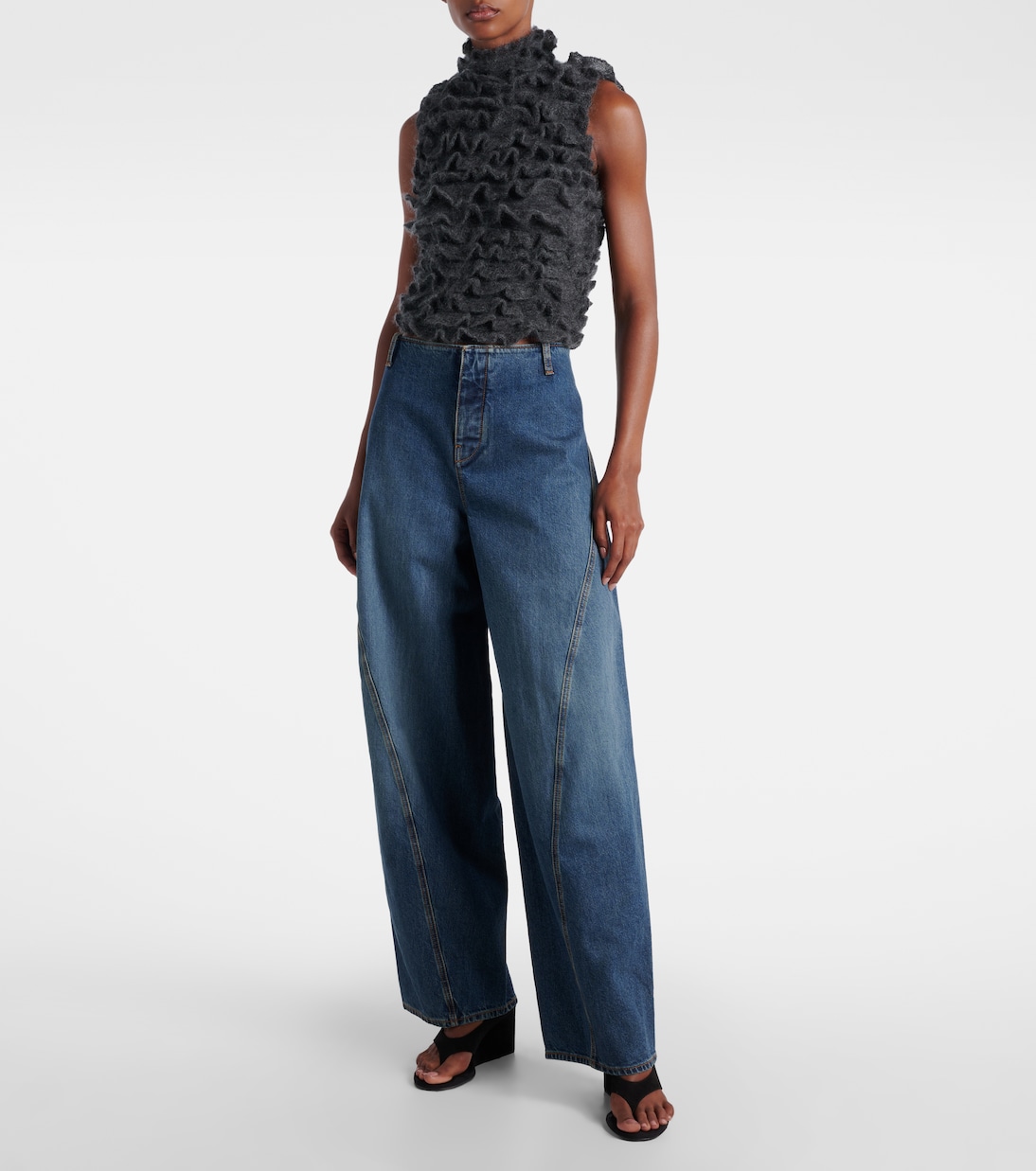 Ruffled mohair-blend turtleneck top | Alaïa