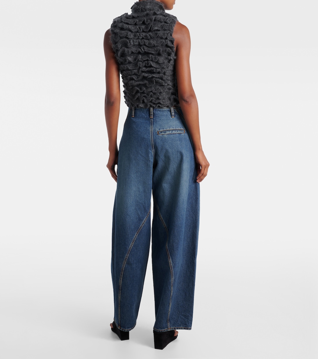 Ruffled mohair-blend turtleneck top | Alaïa