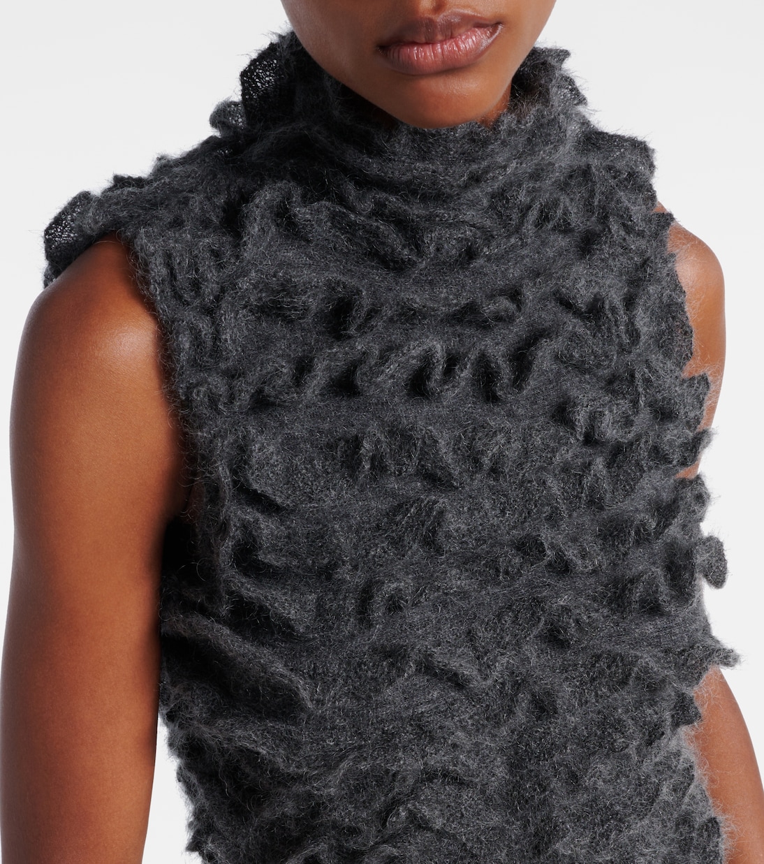 Ruffled mohair-blend turtleneck top | Alaïa