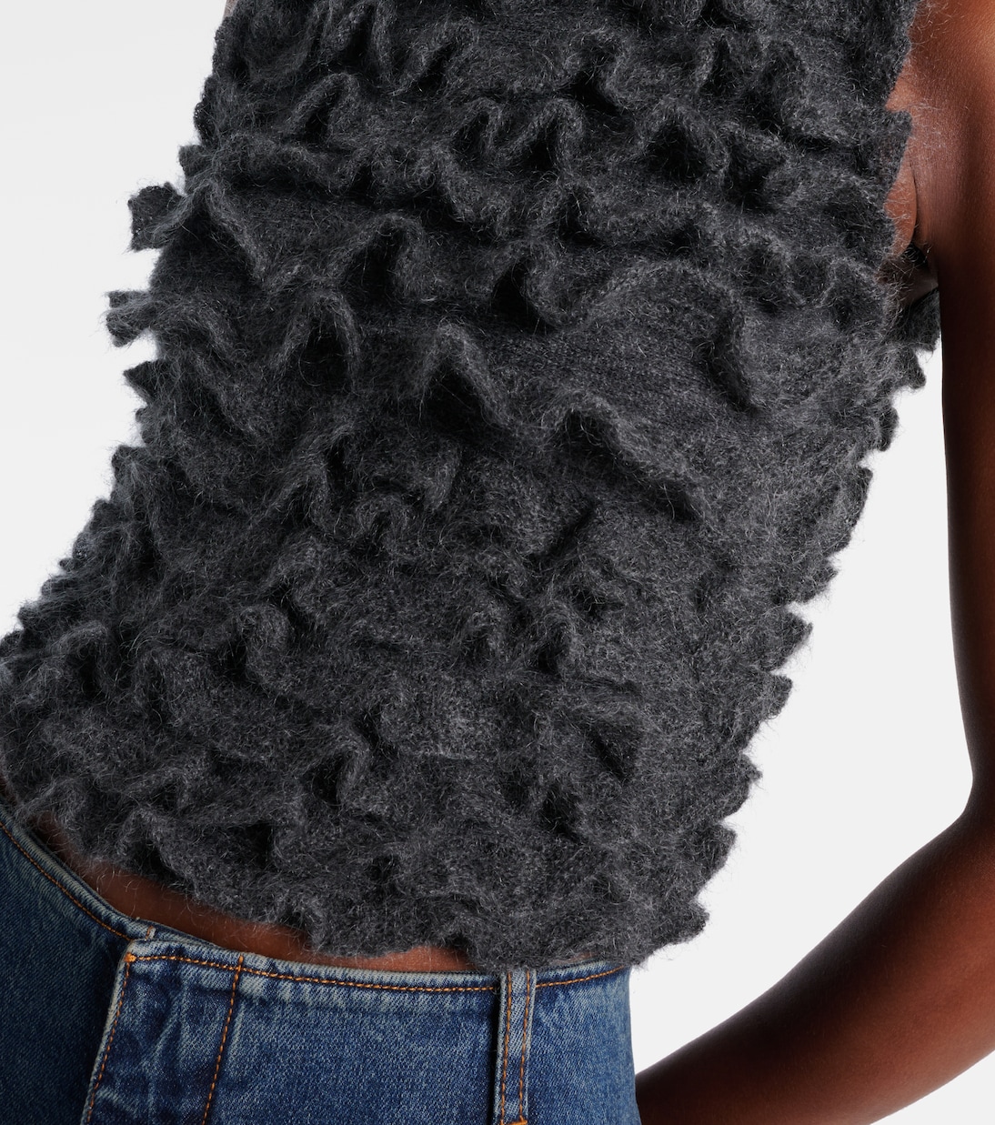 Ruffled mohair-blend turtleneck top | Alaïa
