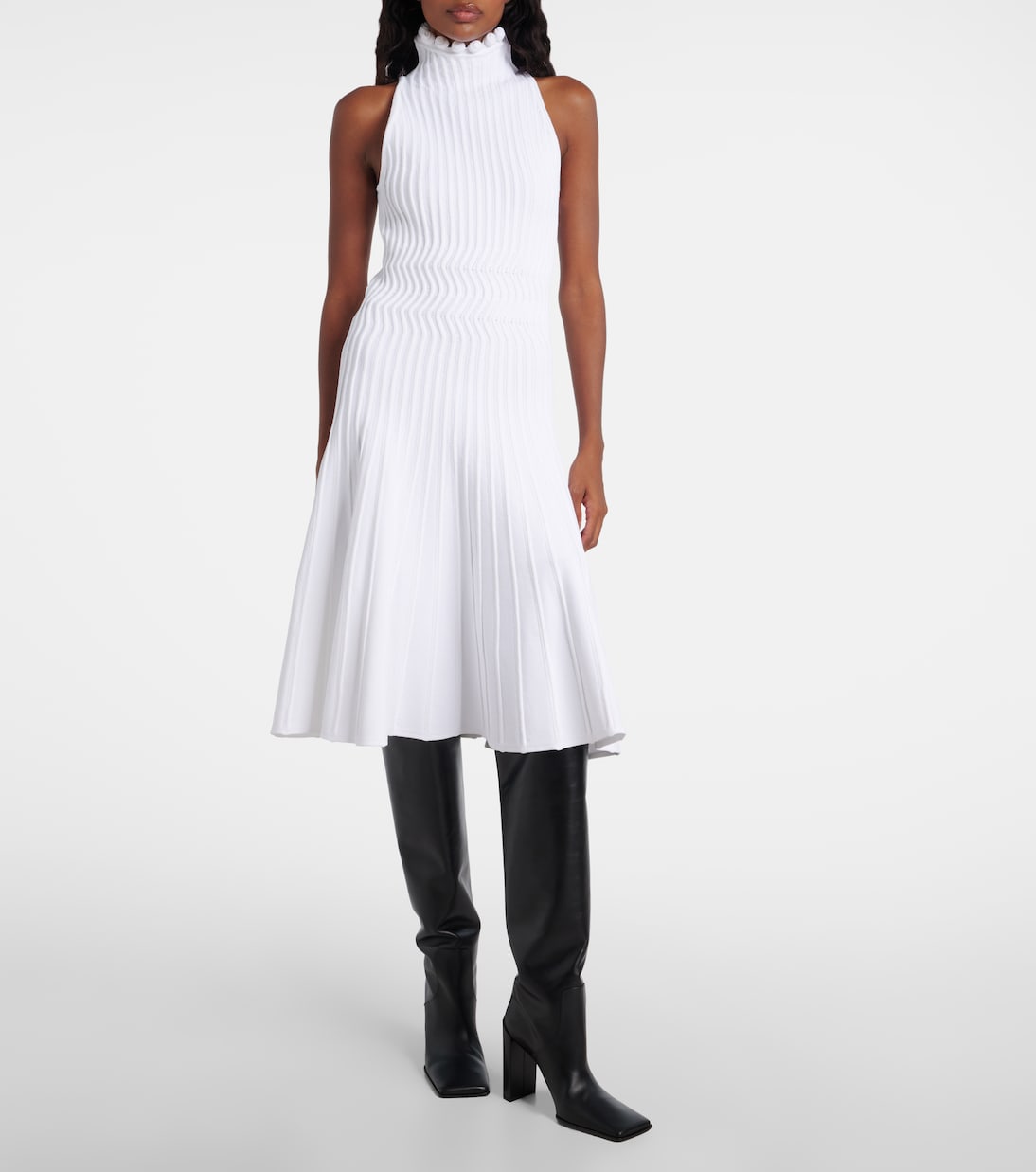 Ribbed-knit turtleneck midi dress | Alaïa