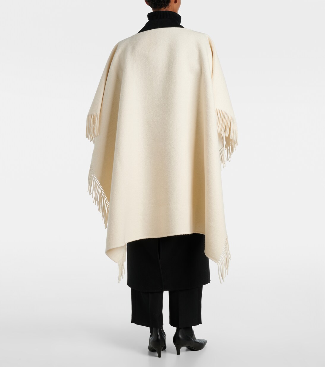 Fringed wool-blend poncho | Toteme