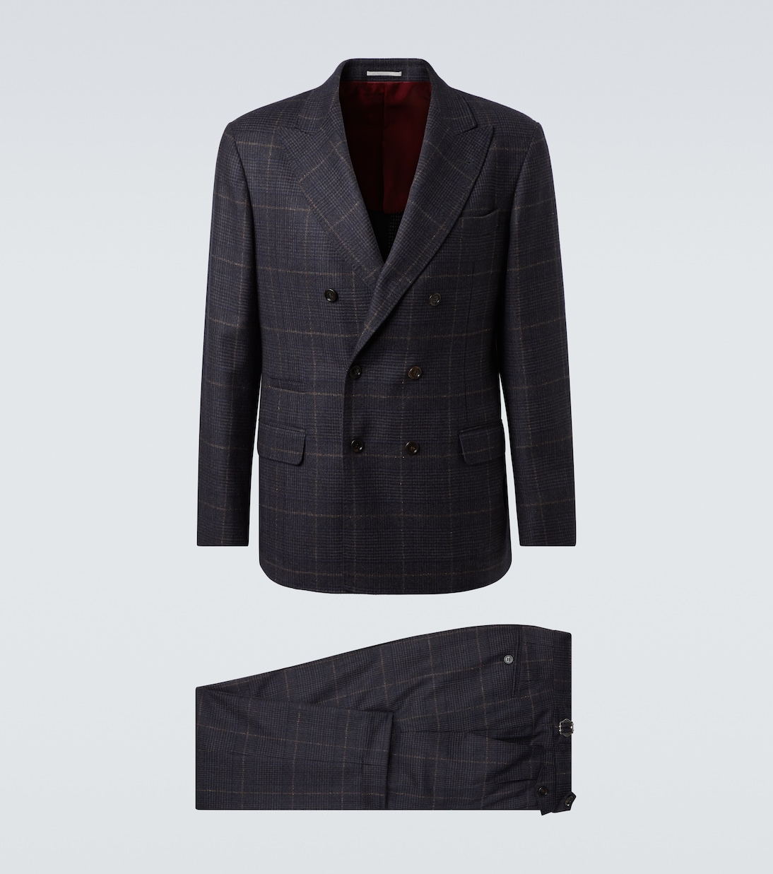 Traje de cachemir y lana a cuadros | Brunello Cucinelli