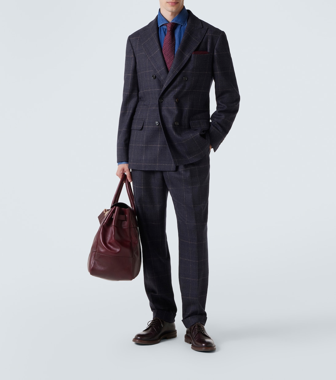 Traje de cachemir y lana a cuadros | Brunello Cucinelli