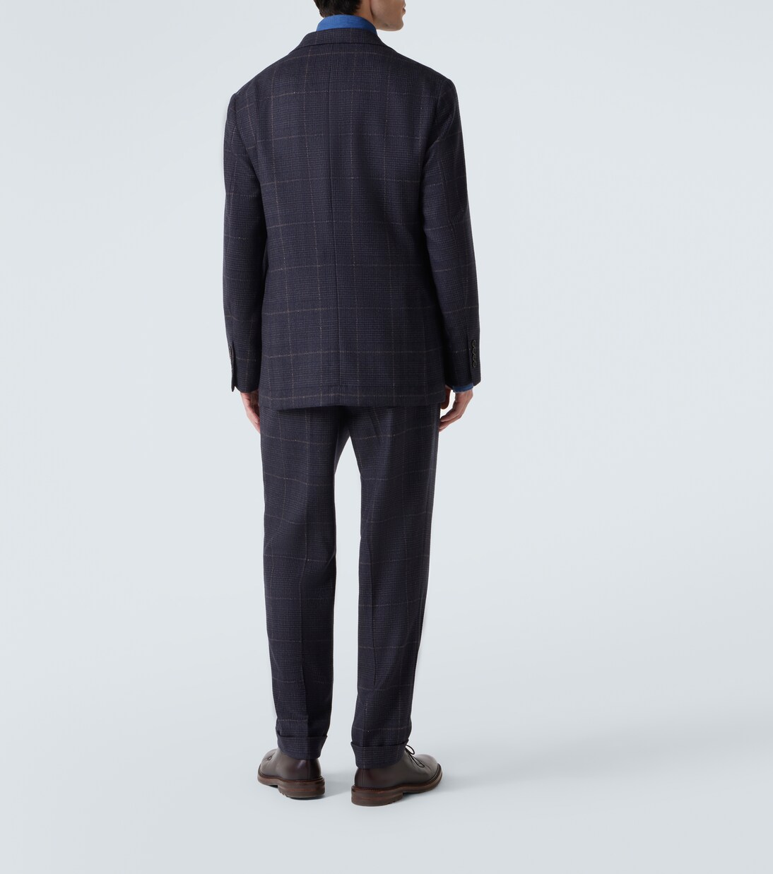 Traje de cachemir y lana a cuadros | Brunello Cucinelli