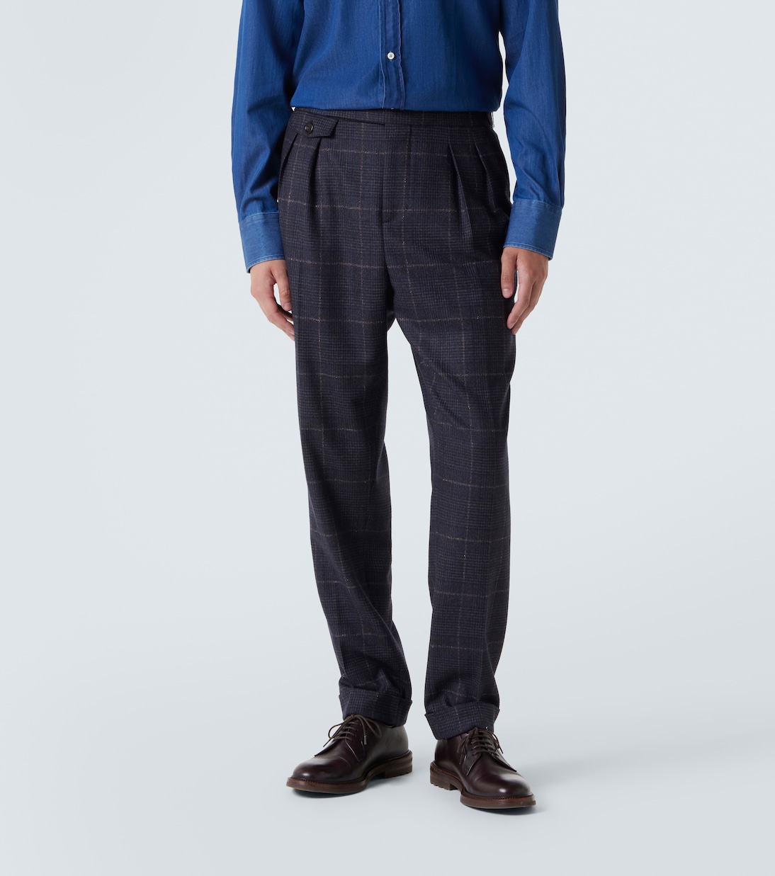 Traje de cachemir y lana a cuadros | Brunello Cucinelli