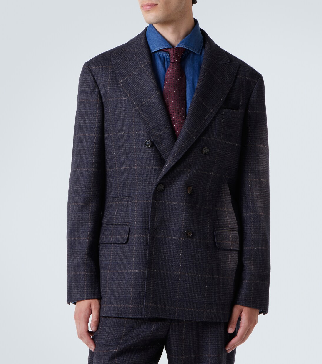 Traje de cachemir y lana a cuadros | Brunello Cucinelli