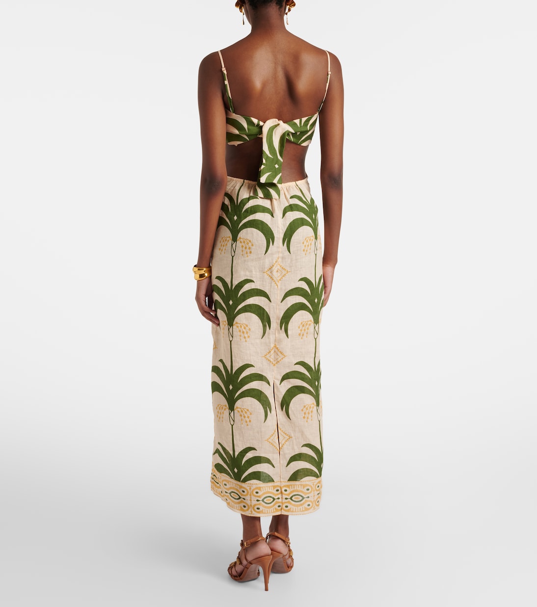 Bedrucktes Midikleid aus Baumwolle und Leinen | Johanna Ortiz