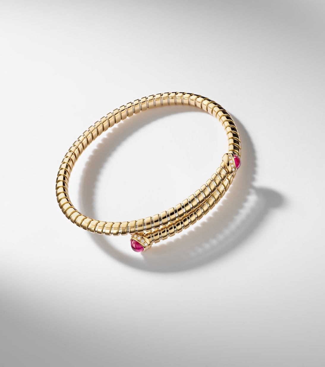 18kt yellow gold bangle with rubies and diamonds | Marina B