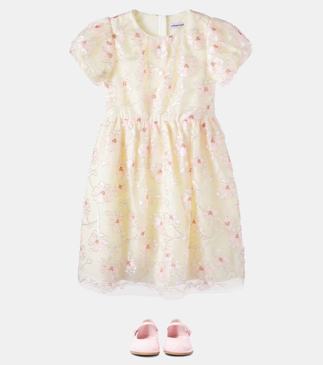 Embellished floral tulle dress | Self-Portrait Kids
