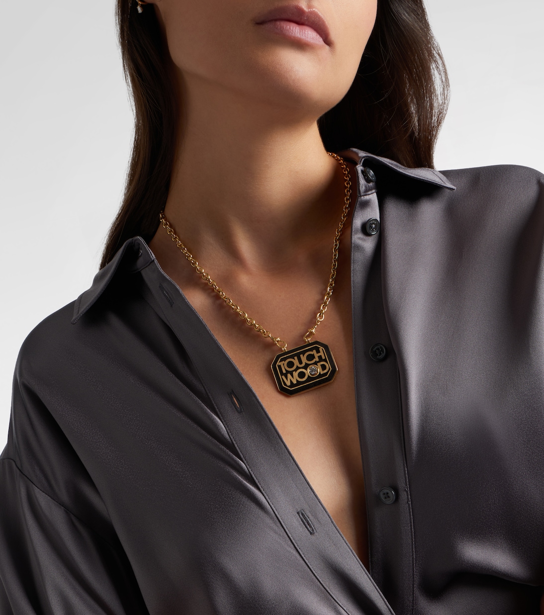 Halskette Scapular aus 18kt Gelbgold mit Ebenholz und Diamant | Marie Lichtenberg