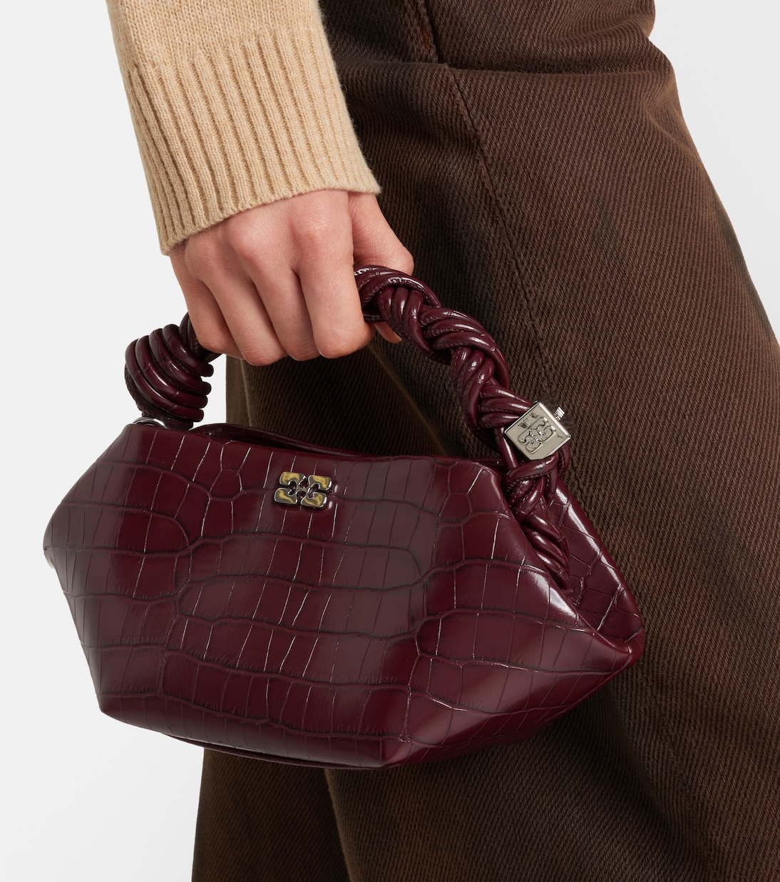 Sac Bou Mini en cuir à anse supérieure | Ganni