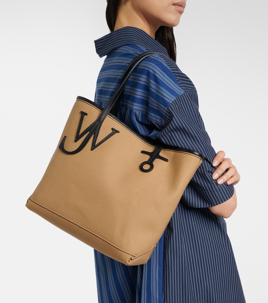 Leather-trimmed canvas tote bag | JW Anderson