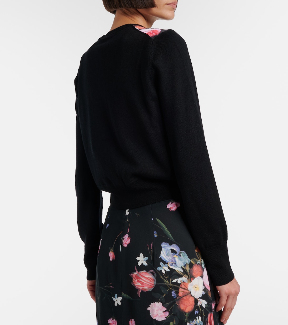 Floral printed cropped wool cardigan | Erdem