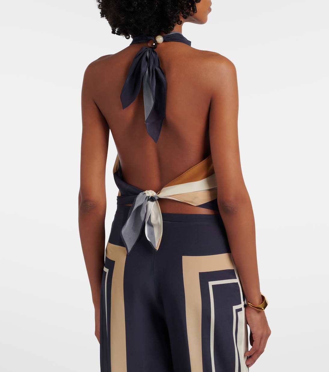 Printed halterneck silk top | SIR