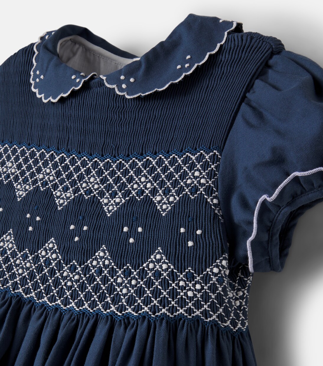 Embroidered smocked cotton dress | Pepa London