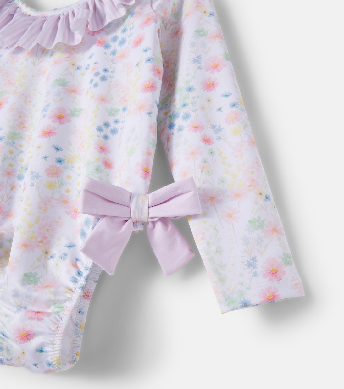 Bow-detail floral ruffled swimsuit | Patachou