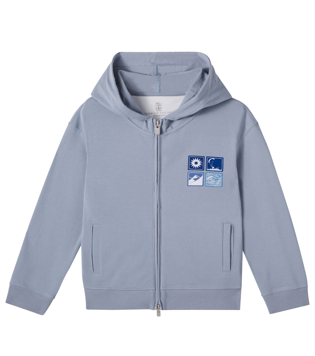 Printed cotton zip-up hoodie | Brunello Cucinelli Kids