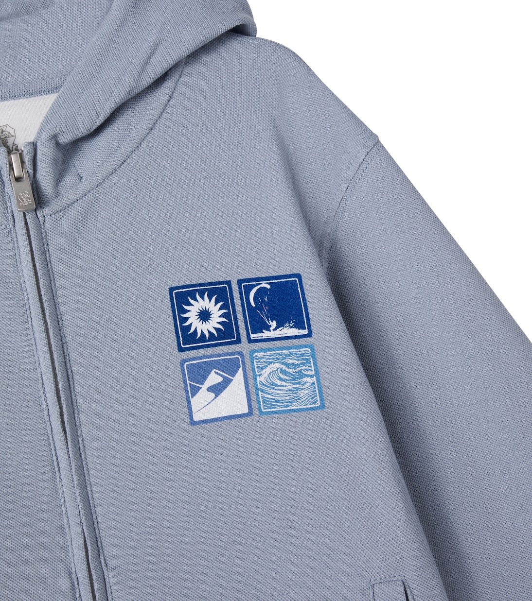 Printed cotton zip-up hoodie | Brunello Cucinelli Kids