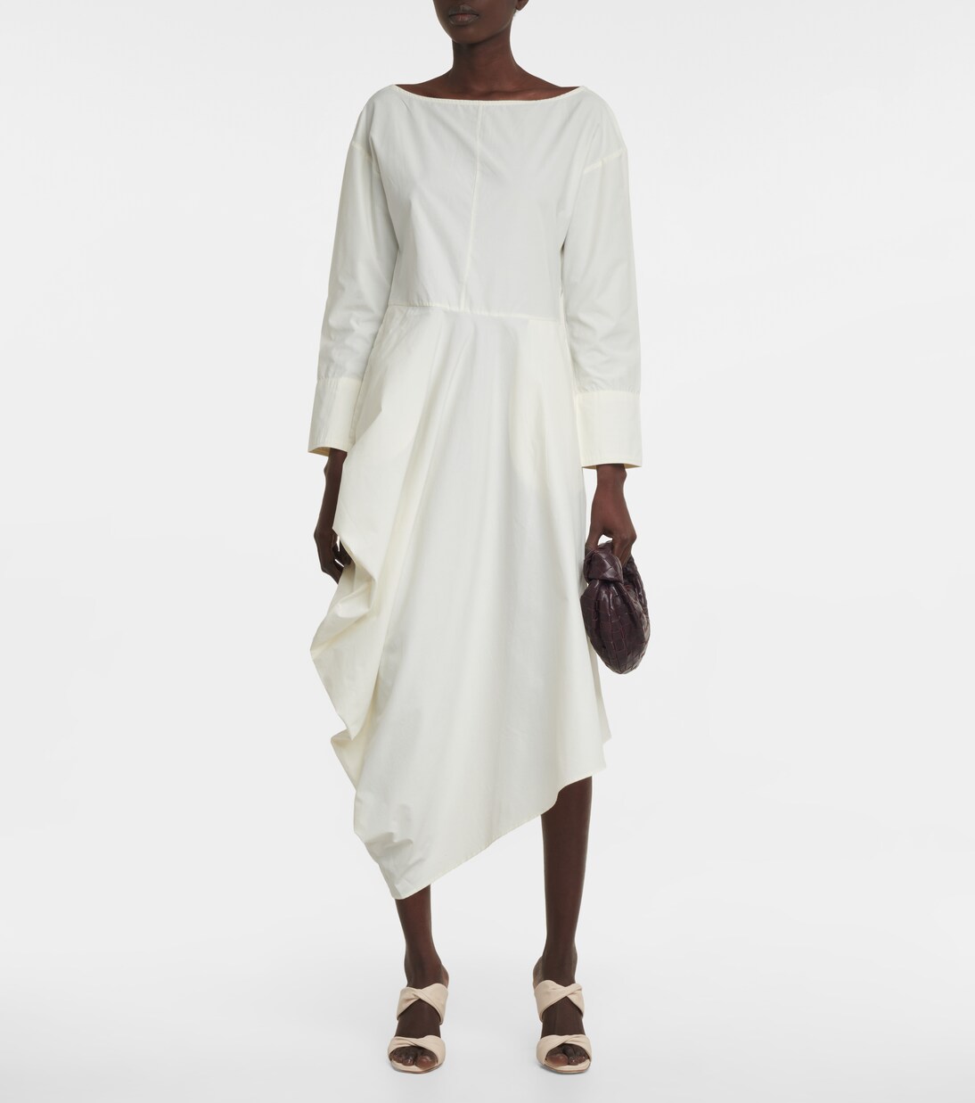 Vestido midi Holly de popelín de algodón | Deveaux New York