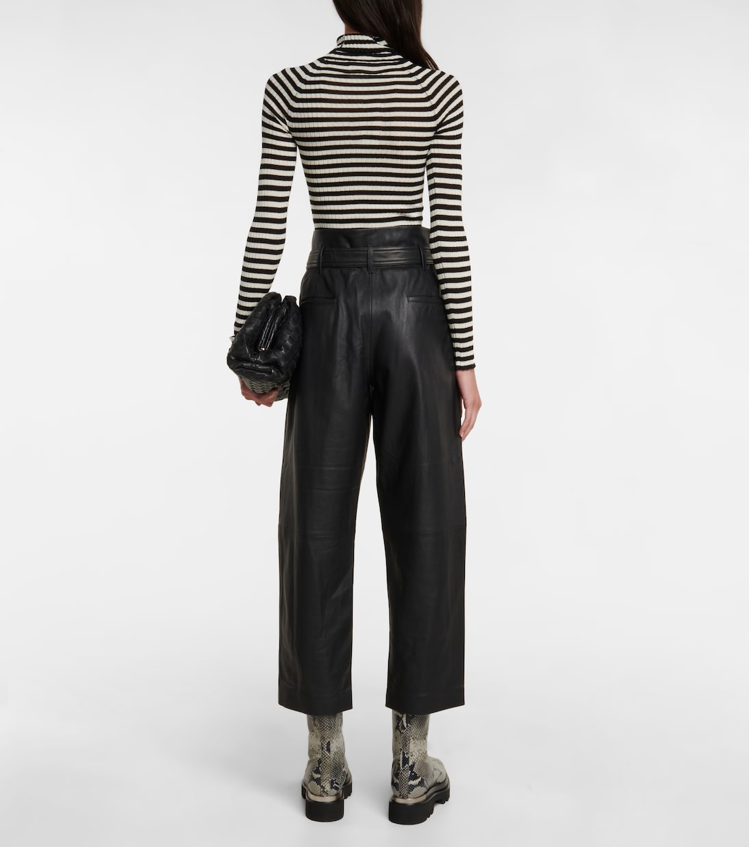 High-rise leather paperbag pants | Yves Salomon