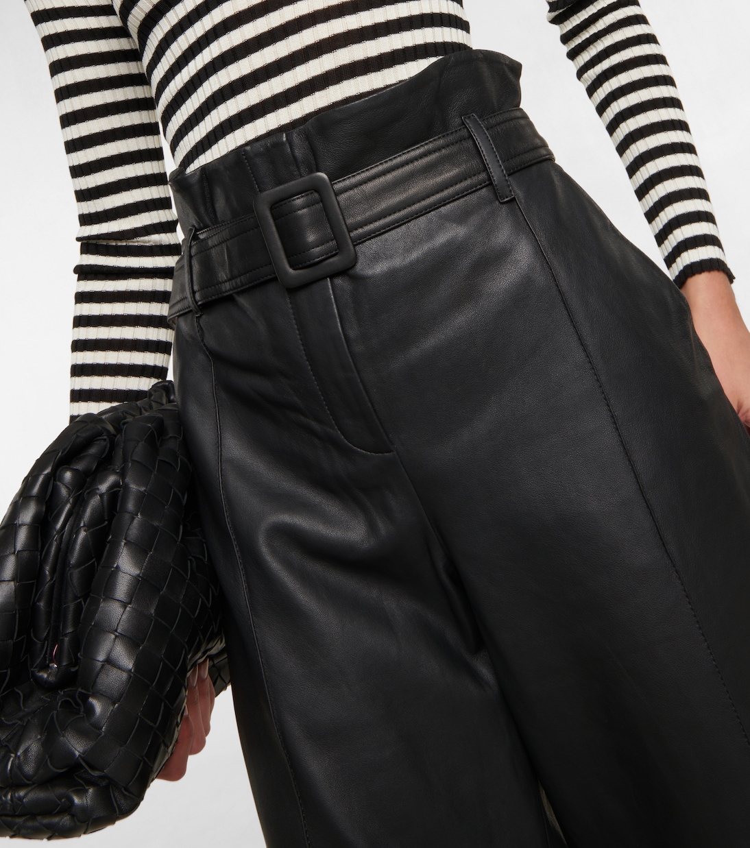 High-rise leather paperbag pants | Yves Salomon