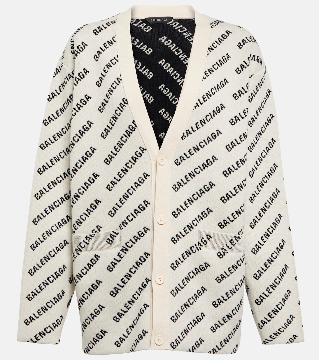 Logo cotton and wool-blend cardigan | Balenciaga