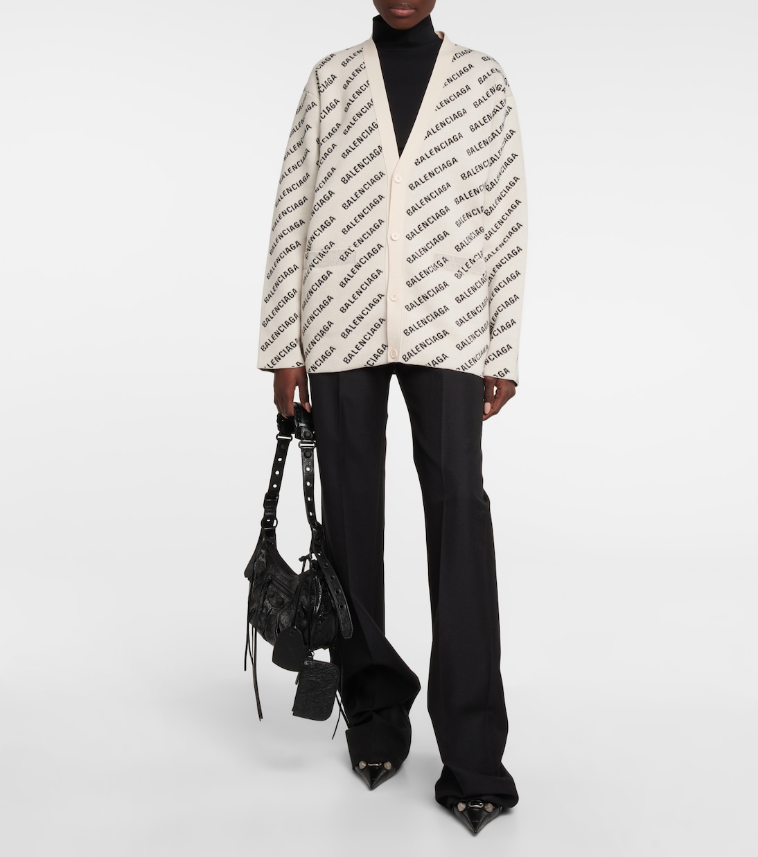 Logo cotton and wool-blend cardigan | Balenciaga