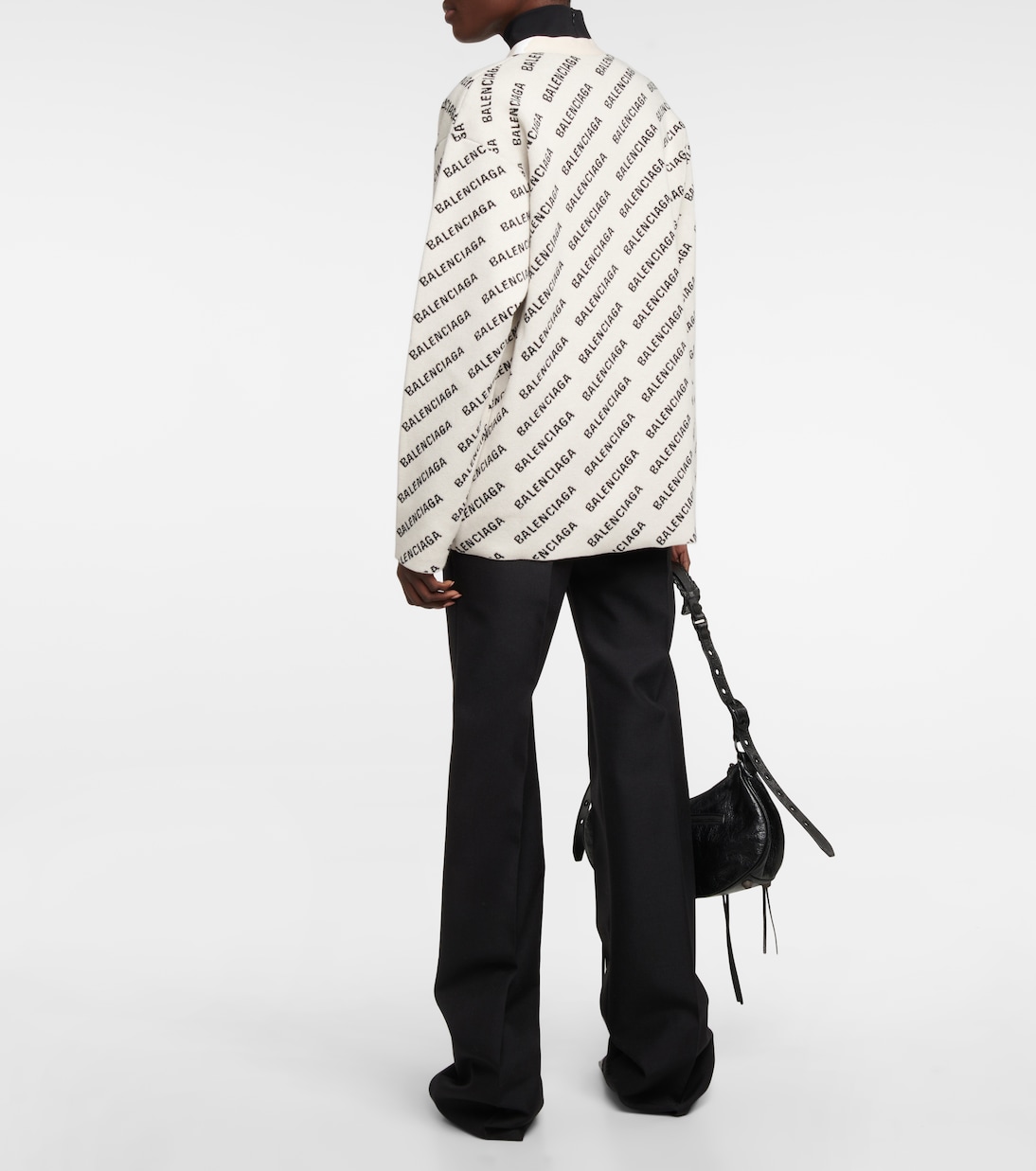 Logo cotton and wool-blend cardigan | Balenciaga