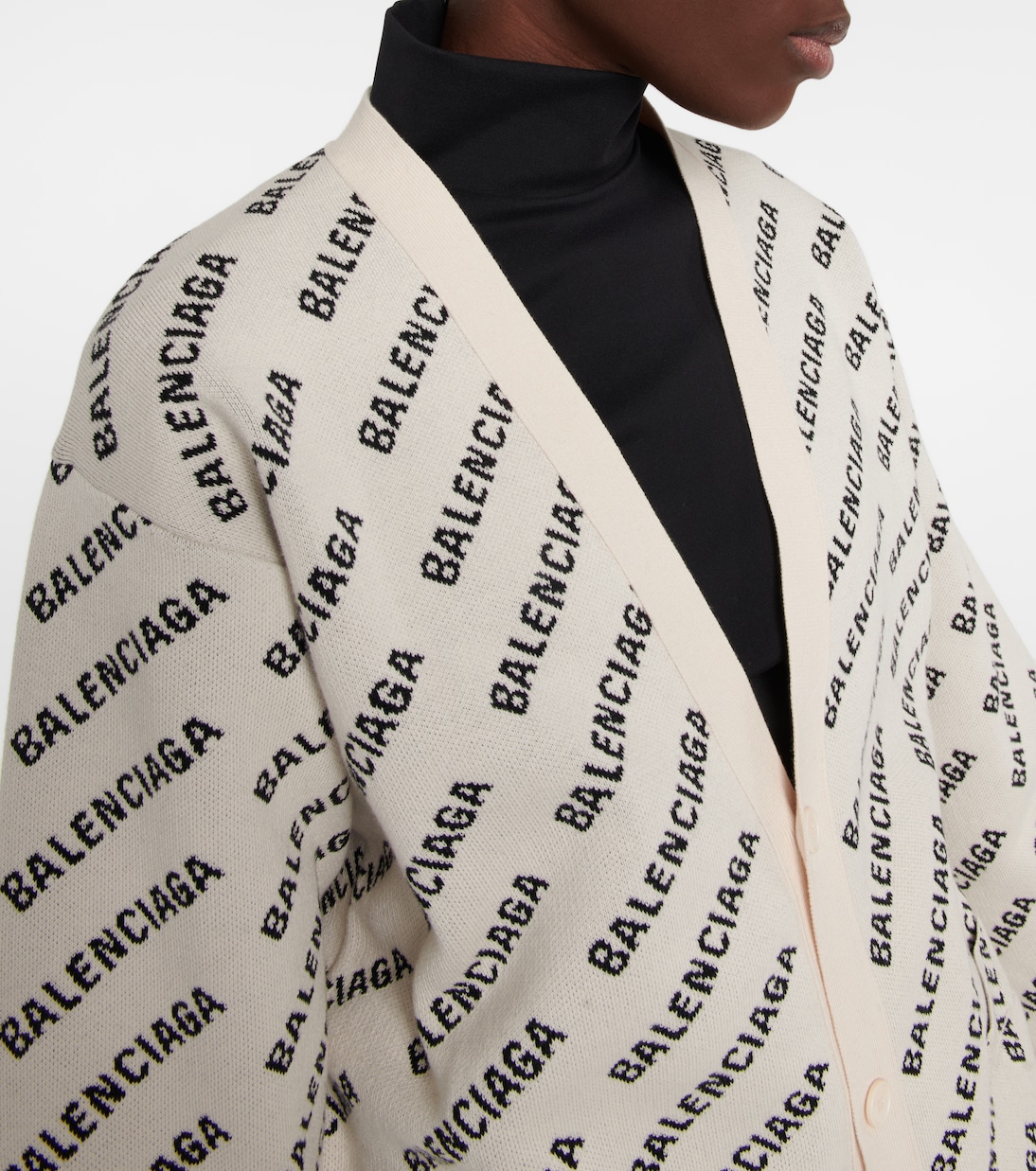 Logo cotton and wool-blend cardigan | Balenciaga