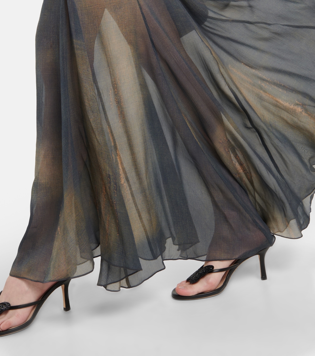Denim and silk chiffon maxi skirt | Blumarine
