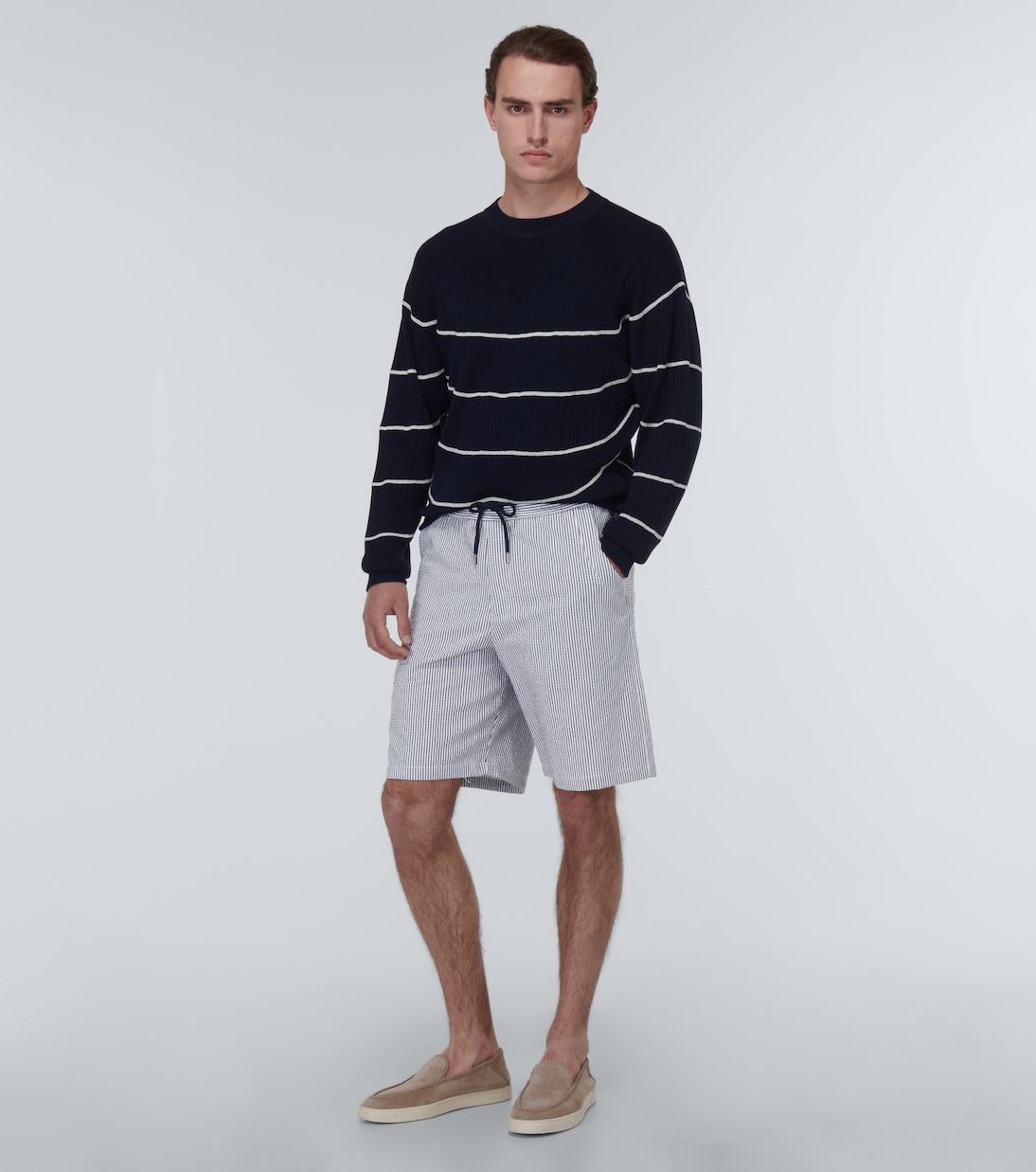 Shorts en mezcla de algodón a rayas | Giorgio Armani
