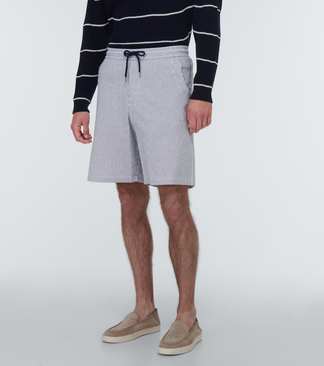 Shorts en mezcla de algodón a rayas | Giorgio Armani