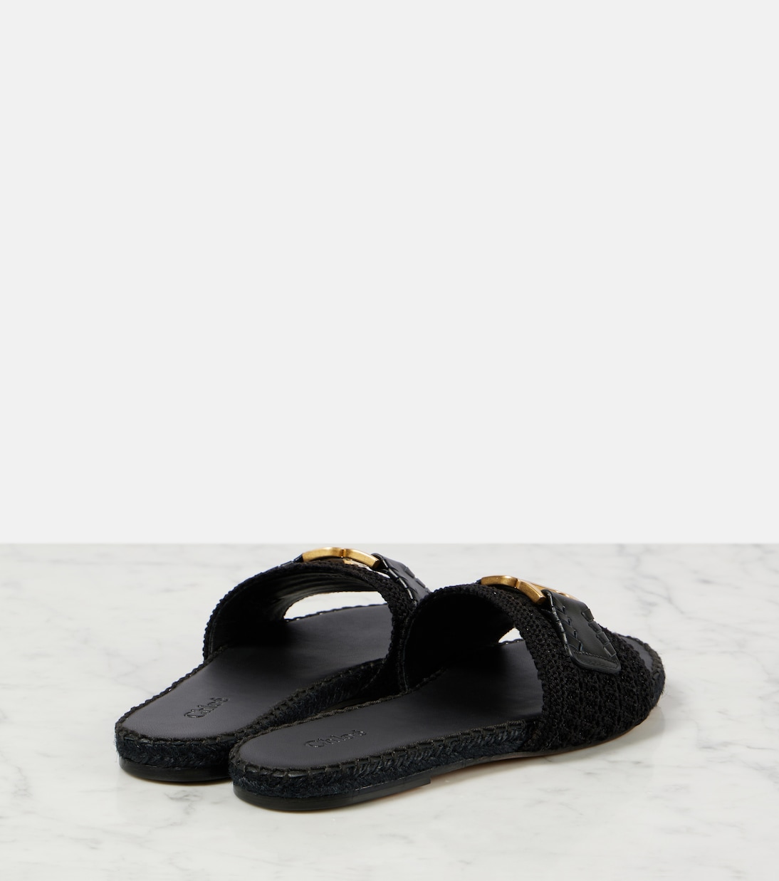 Marcie leather-trimmed espadrille slides | Chloé