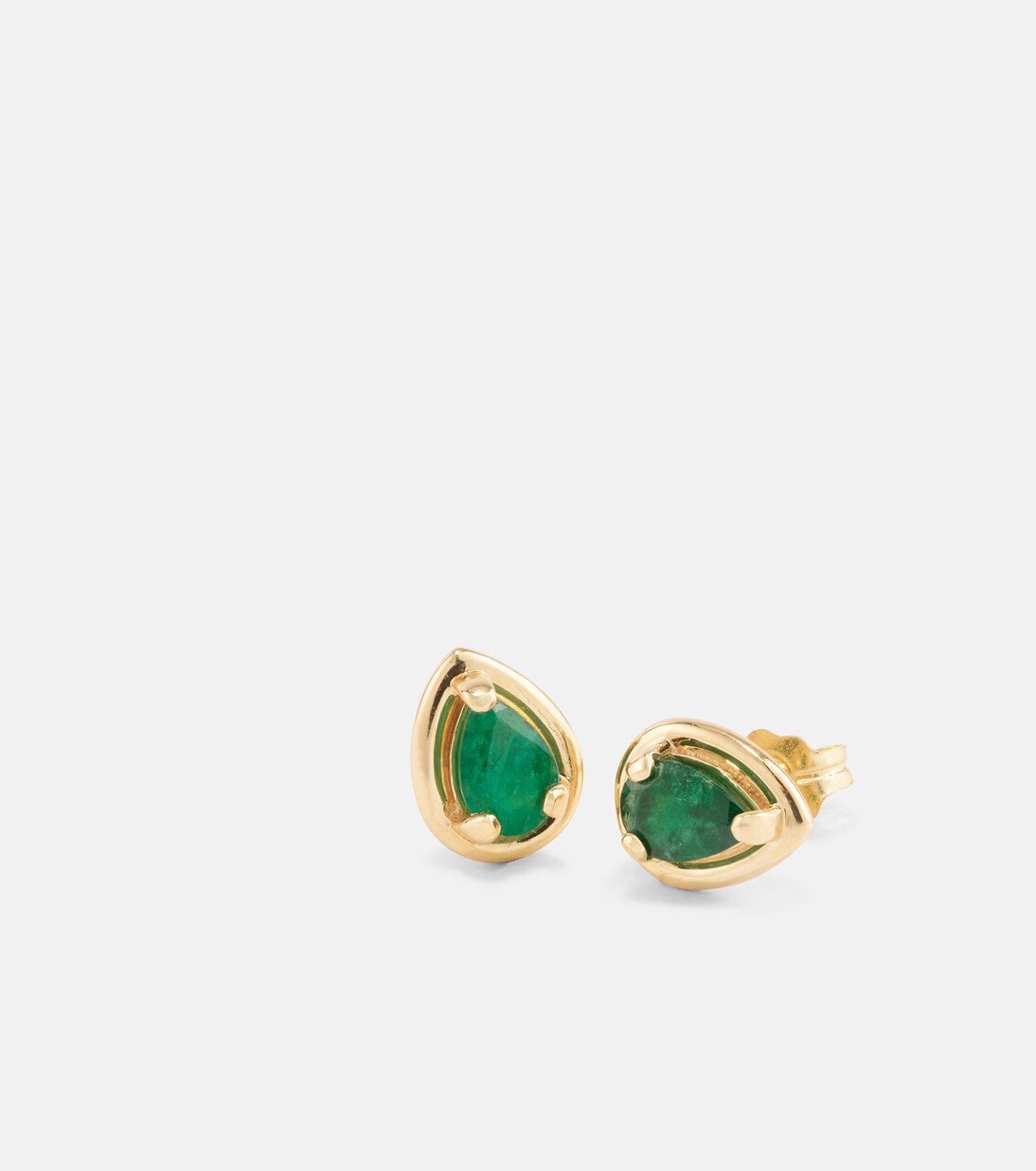 Orecchini in oro 14kt con smeraldi, design moderno per giovani eleganti