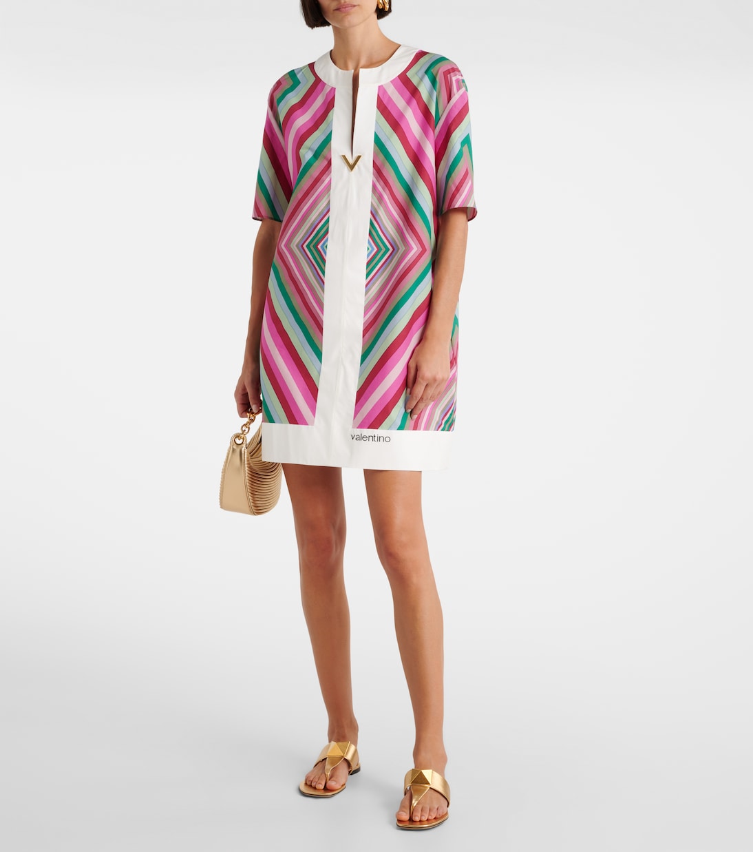 Vestido corto Rhombus 75 de algodón con VGold  | Valentino