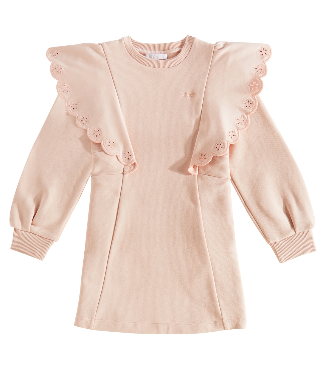 Abito in cotone con volant | Chloé Kids