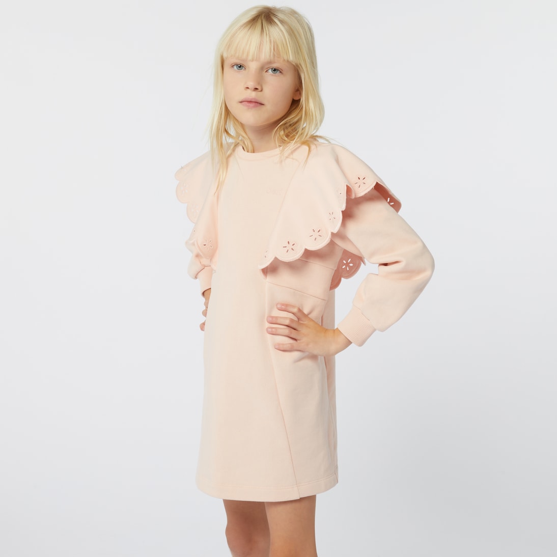 Abito in cotone con volant | Chloé Kids