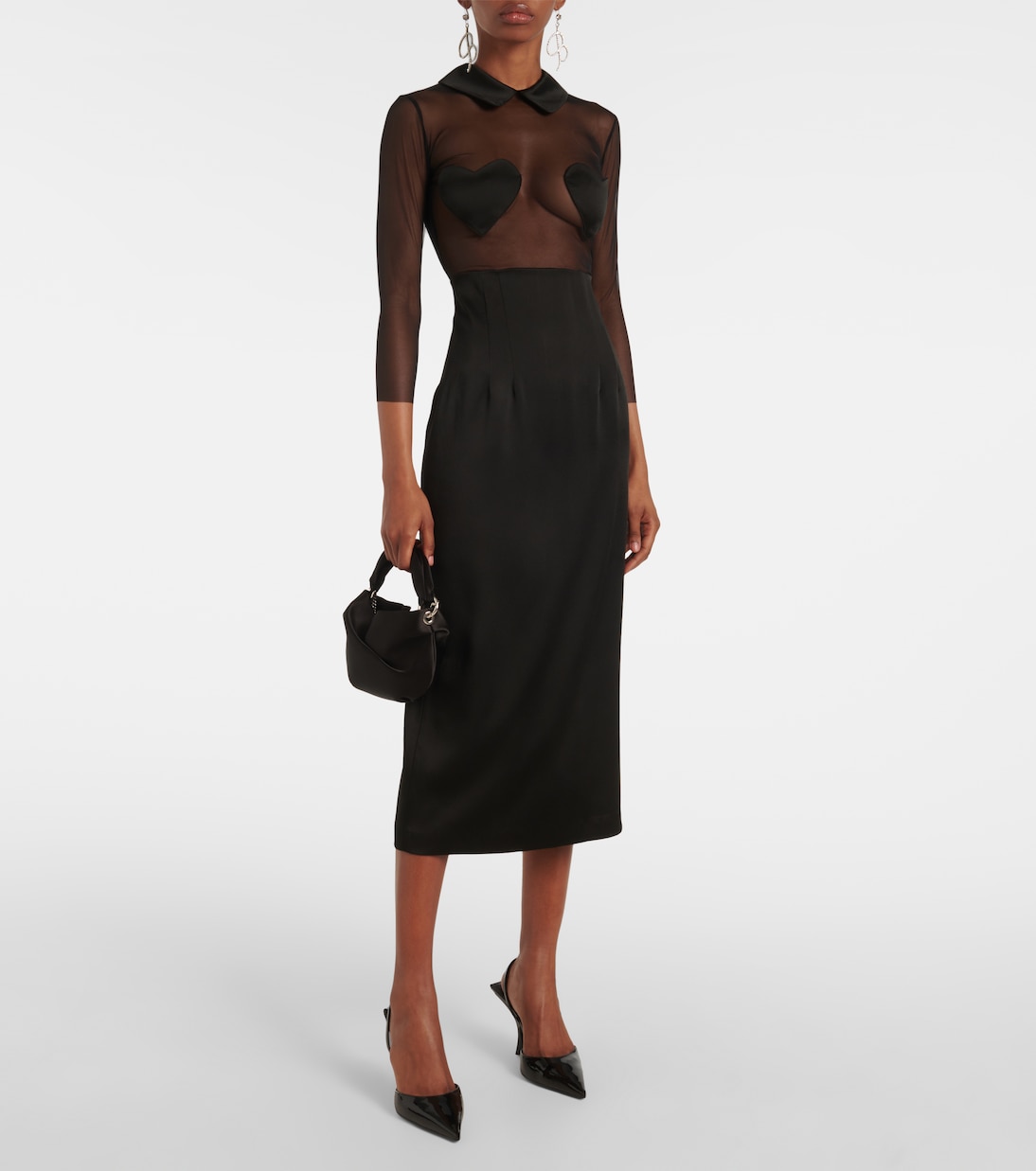 Mesh and satin midi dress | Blumarine
