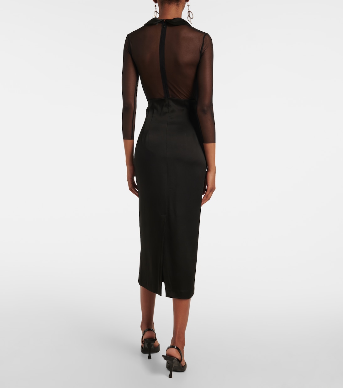 Mesh and satin midi dress | Blumarine