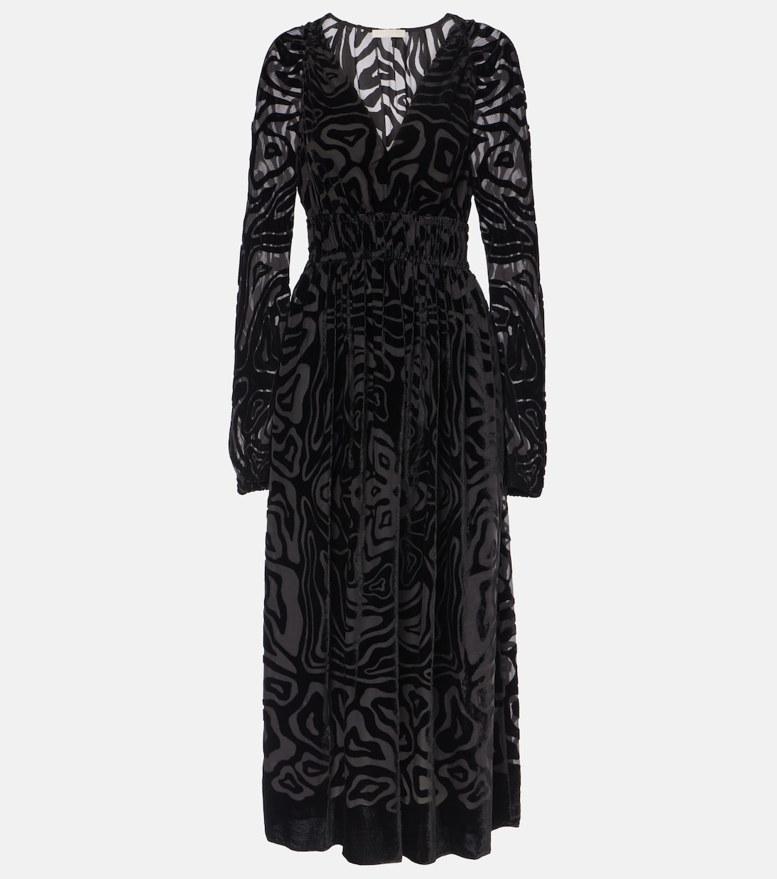 Vestido midi Elora de terciopelo y malla | Ulla Johnson