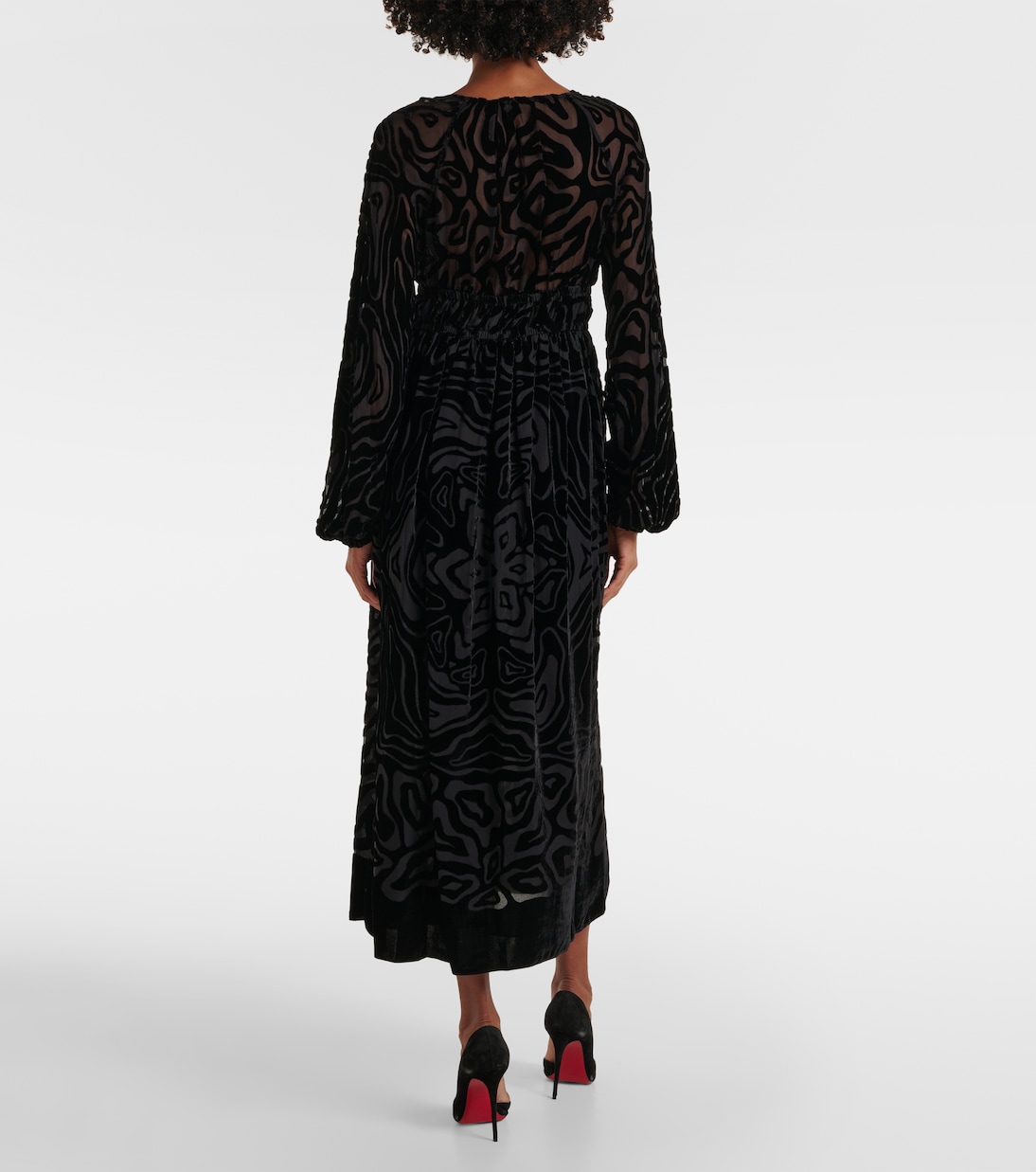 Vestido midi Elora de terciopelo y malla | Ulla Johnson