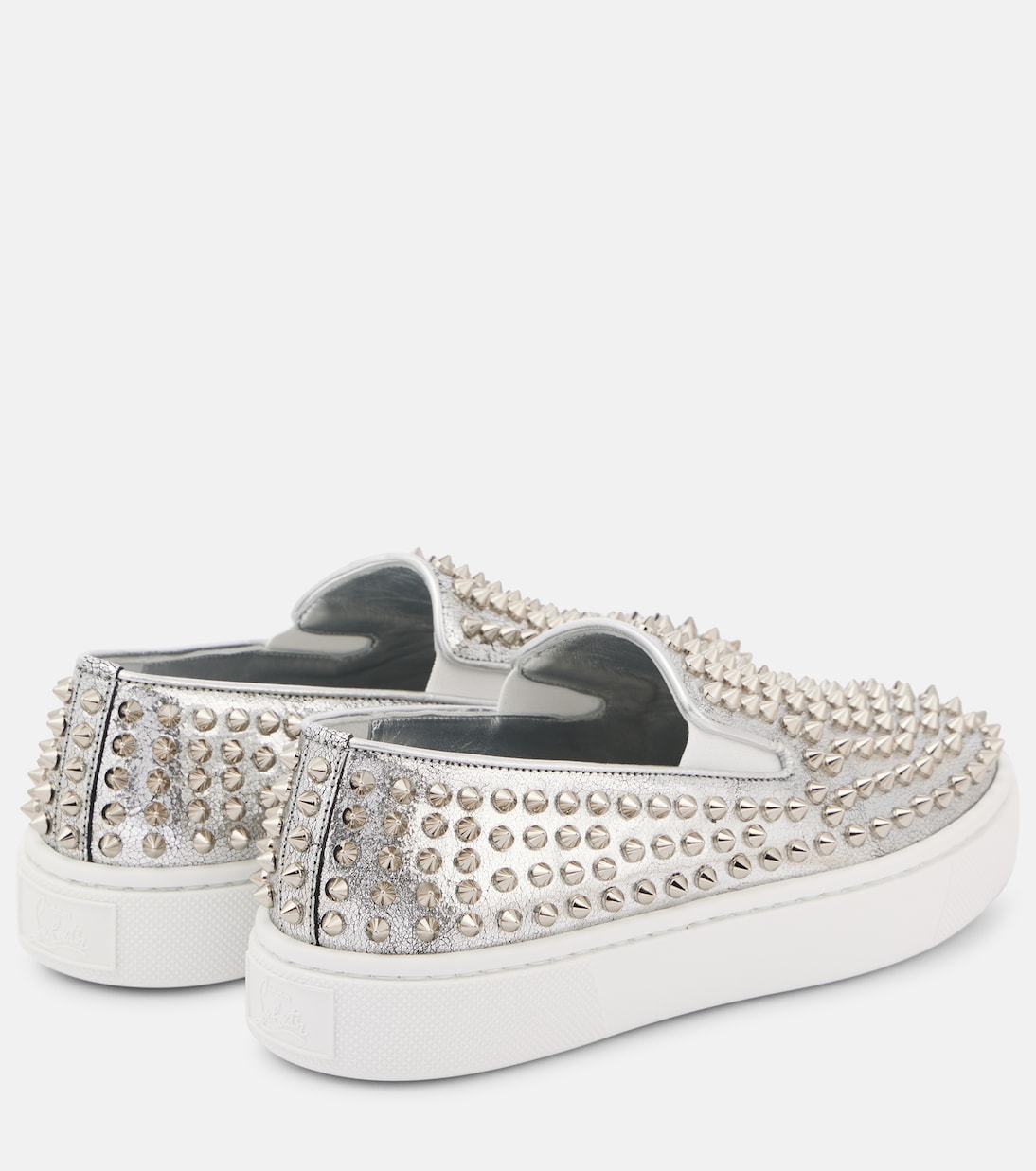 Slip-on Spikeboat in pelle metallizzata | Christian Louboutin