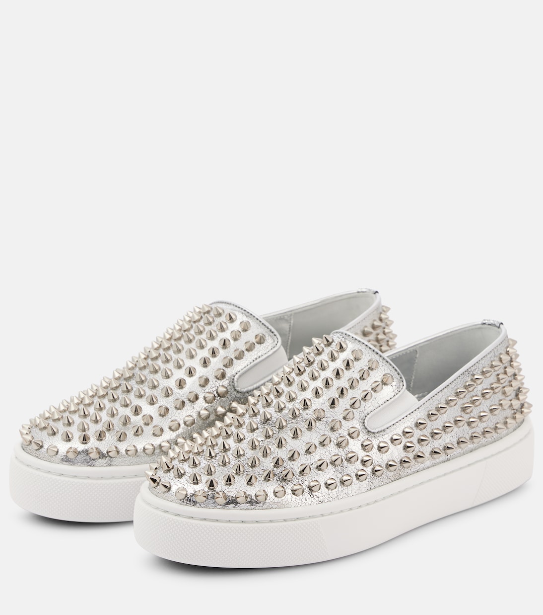 Slip-on Spikeboat in pelle metallizzata | Christian Louboutin